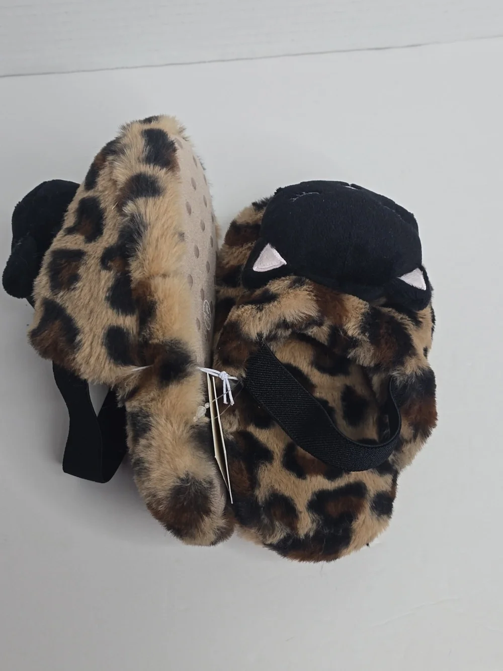 Cat & Jack Toddler Leopard Cat Scuff Brown Slippers Xl 11/12T Nwt